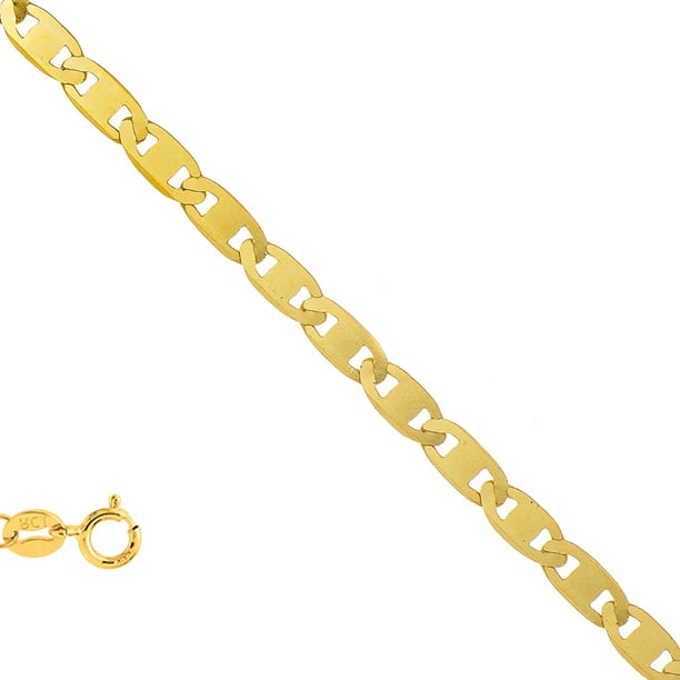 10K Yellow Gold Mariner Link Chain Bracelet Width 1.2mm 